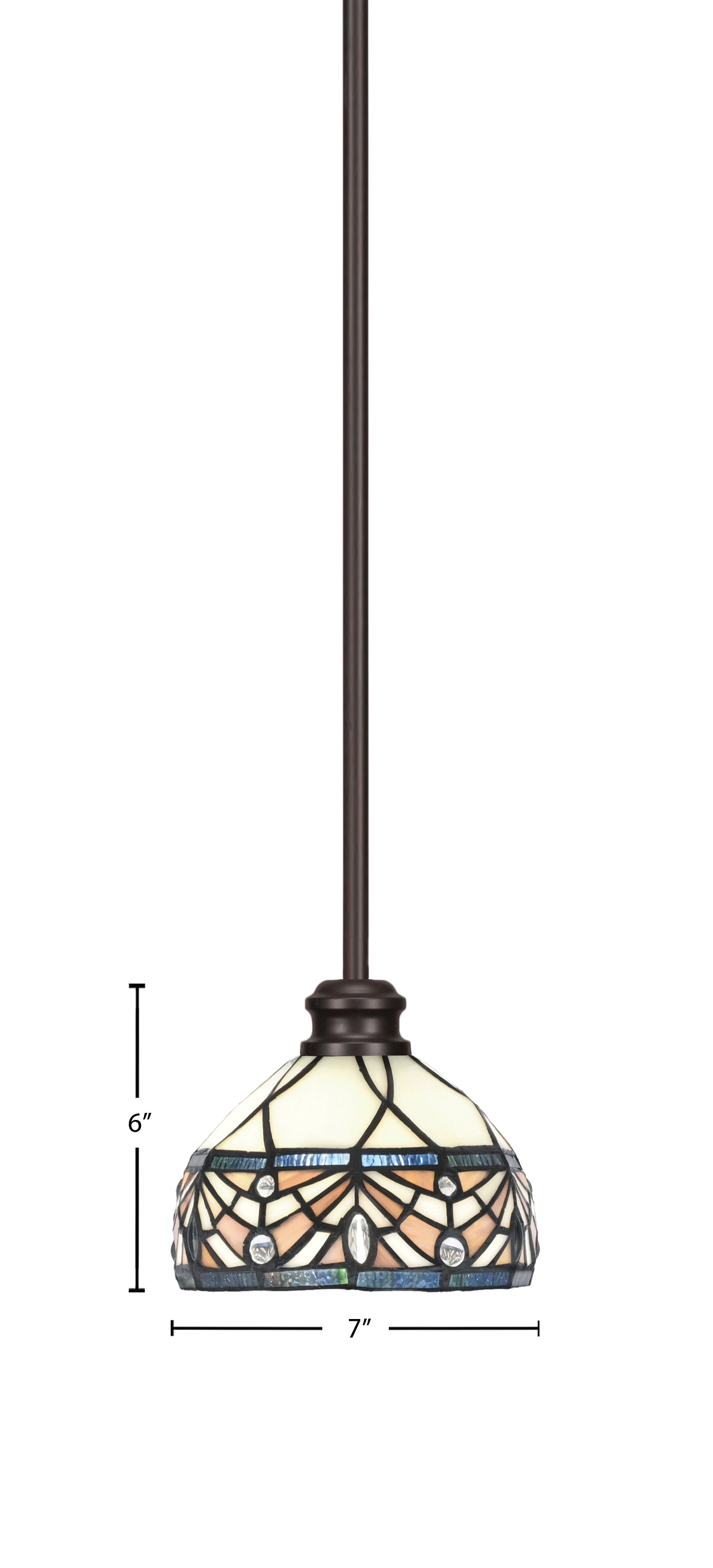 Edge One Light Mini Pendant in Espresso with 7" Royal Merlot Art Glass Shade