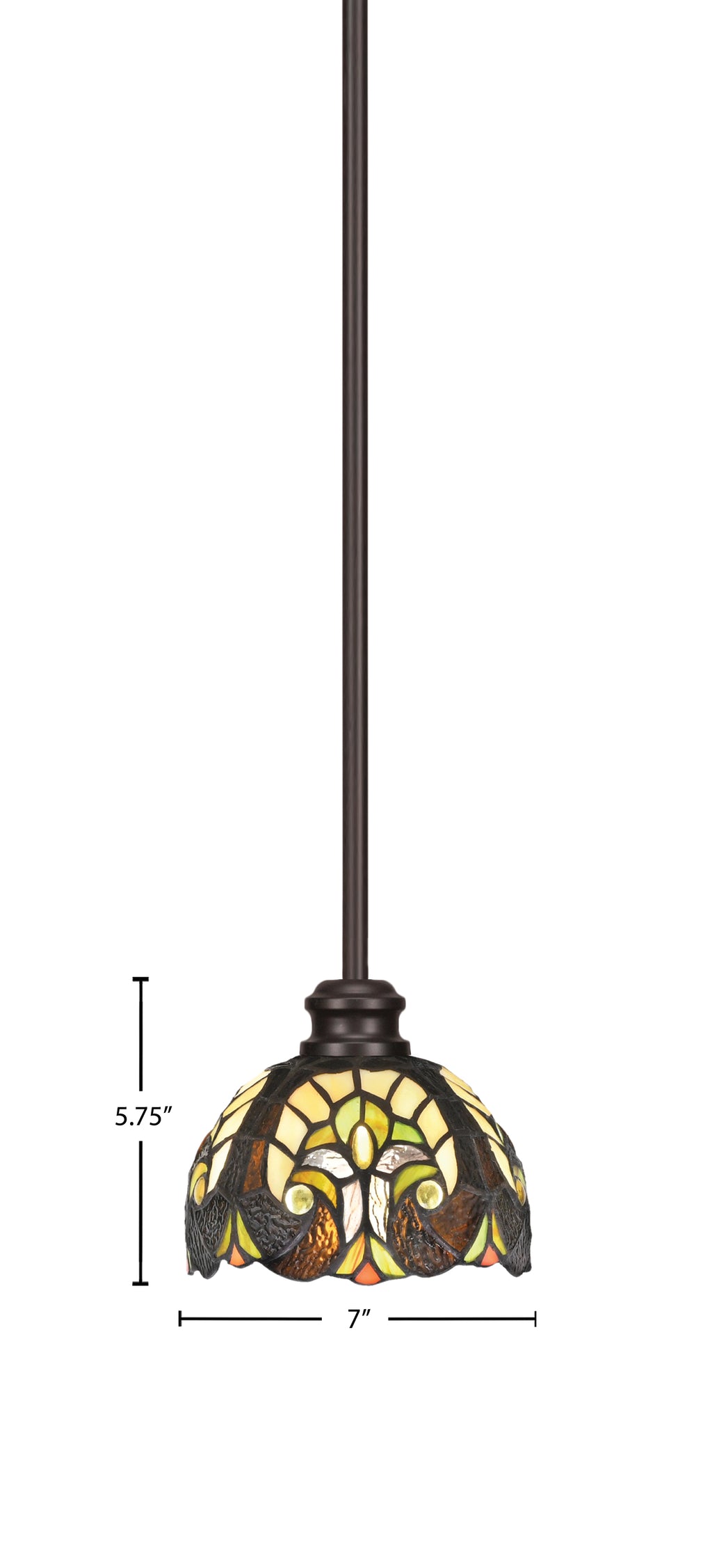 Edge One Light Mini Pendant in Espresso with 7" Ivory Cypress Art Glass Shade