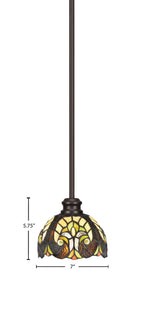 Edge One Light Mini Pendant in Espresso with 7" Ivory Cypress Art Glass Shade