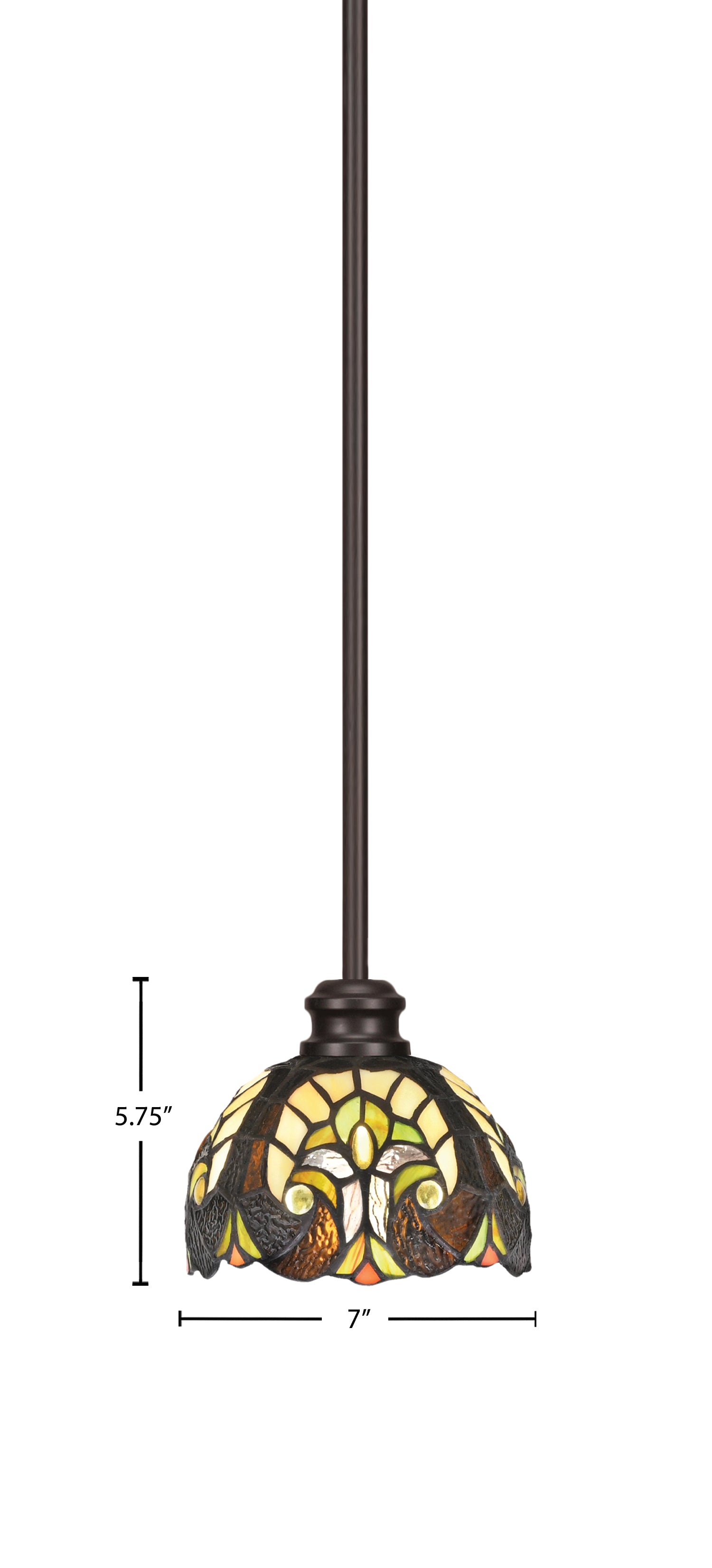 Edge One Light Mini Pendant in Espresso with 7" Ivory Cypress Art Glass Shade