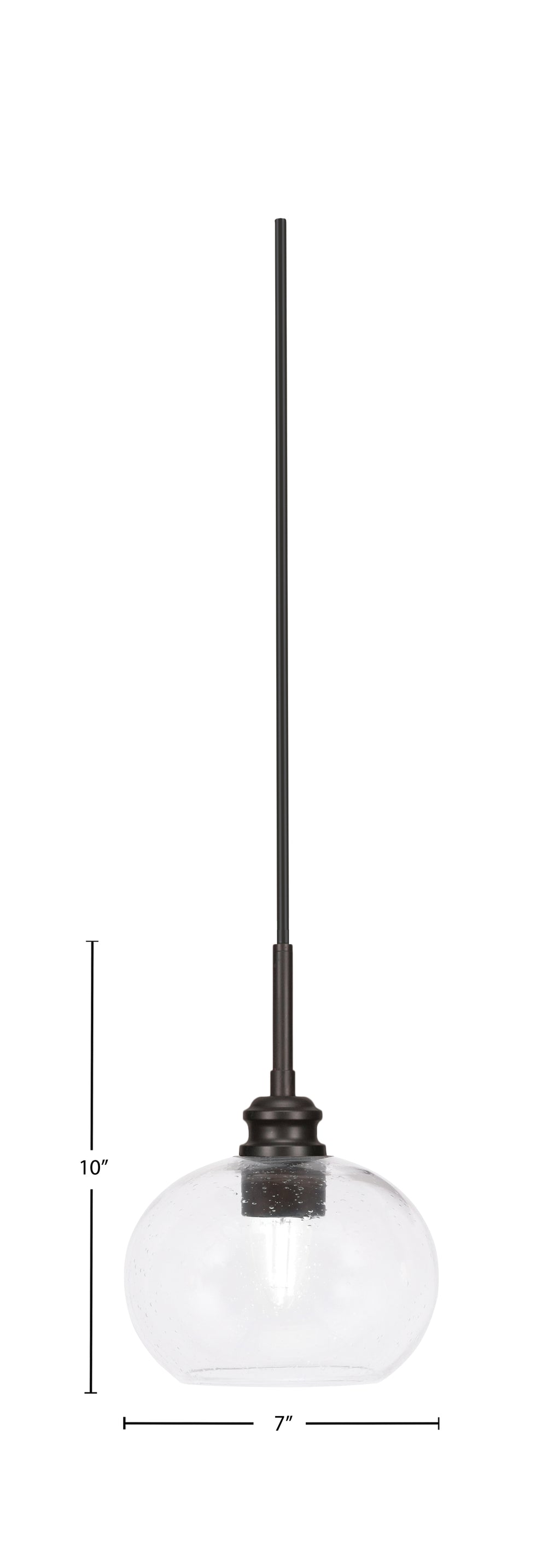 Edge One Light Mini Pendant in Espresso with 7" Clear Bubble Shade