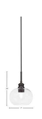 Edge One Light Mini Pendant in Espresso with 7" Clear Bubble Shade