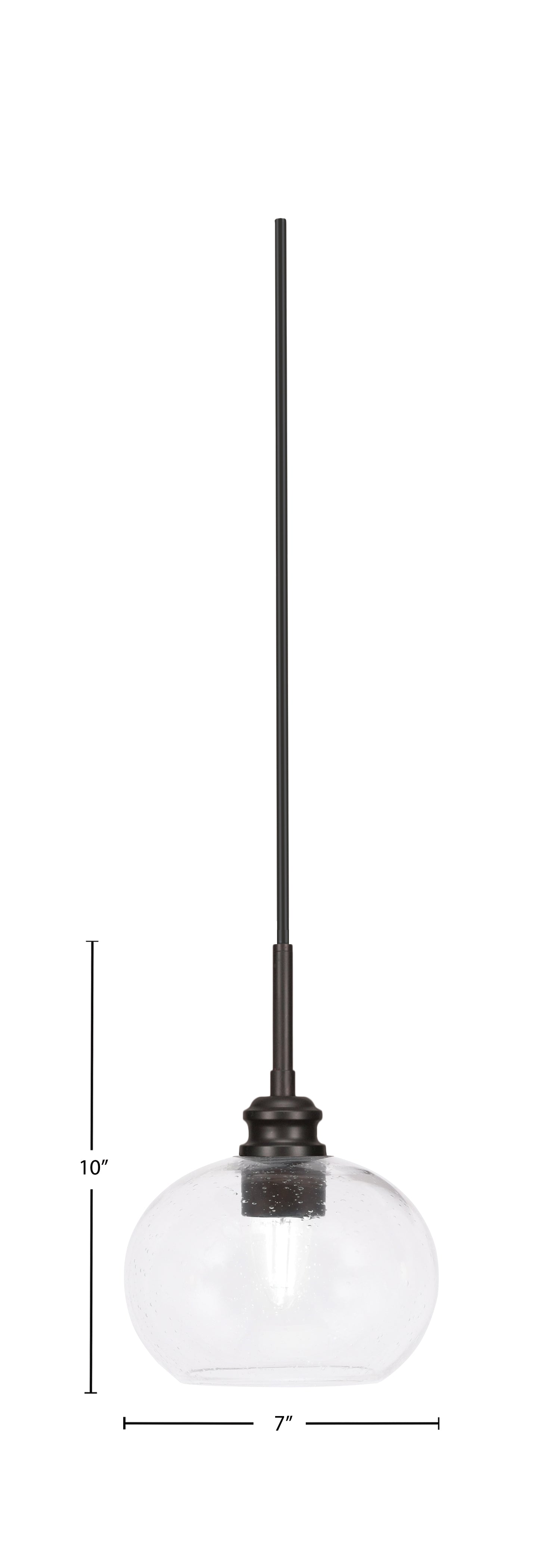 Edge One Light Mini Pendant in Espresso with 7" Clear Bubble Shade