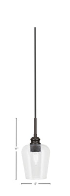 Edge One Light Mini Pendant in Espresso with 5" Clear Bubble Shade