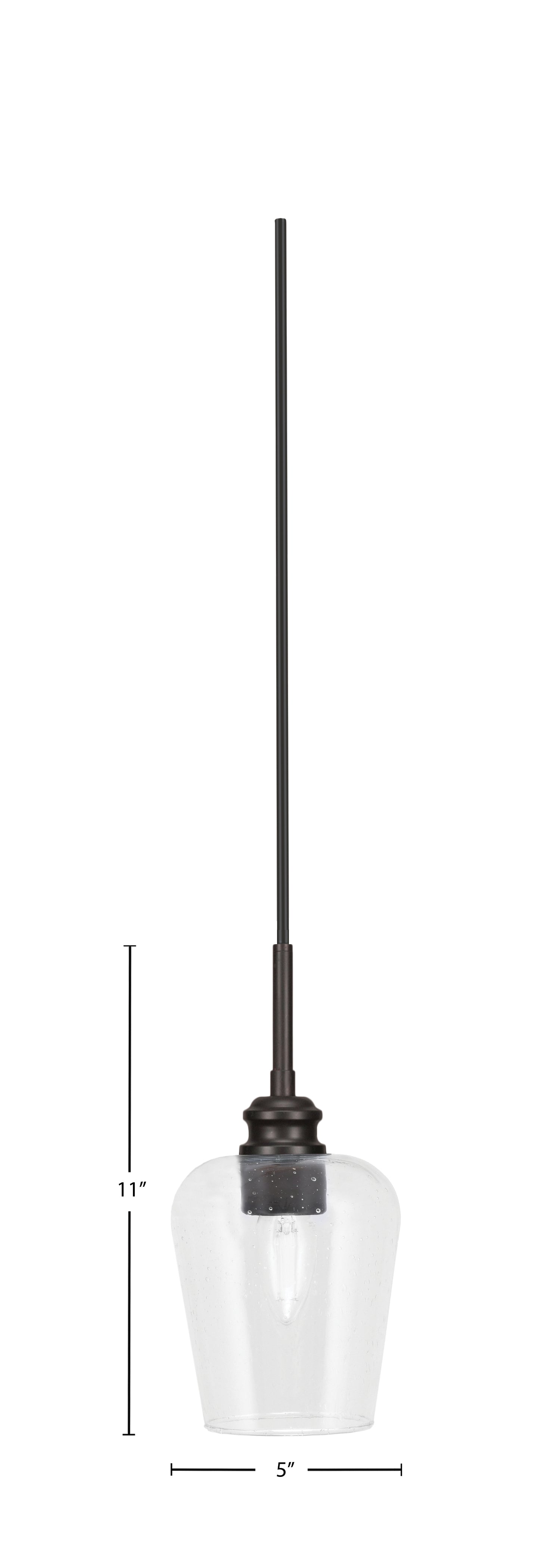 Edge One Light Mini Pendant in Espresso with 5" Clear Bubble Shade