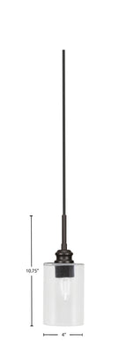 Edge One Light Mini Pendant in Espresso with 4" Clear Bubble Shade