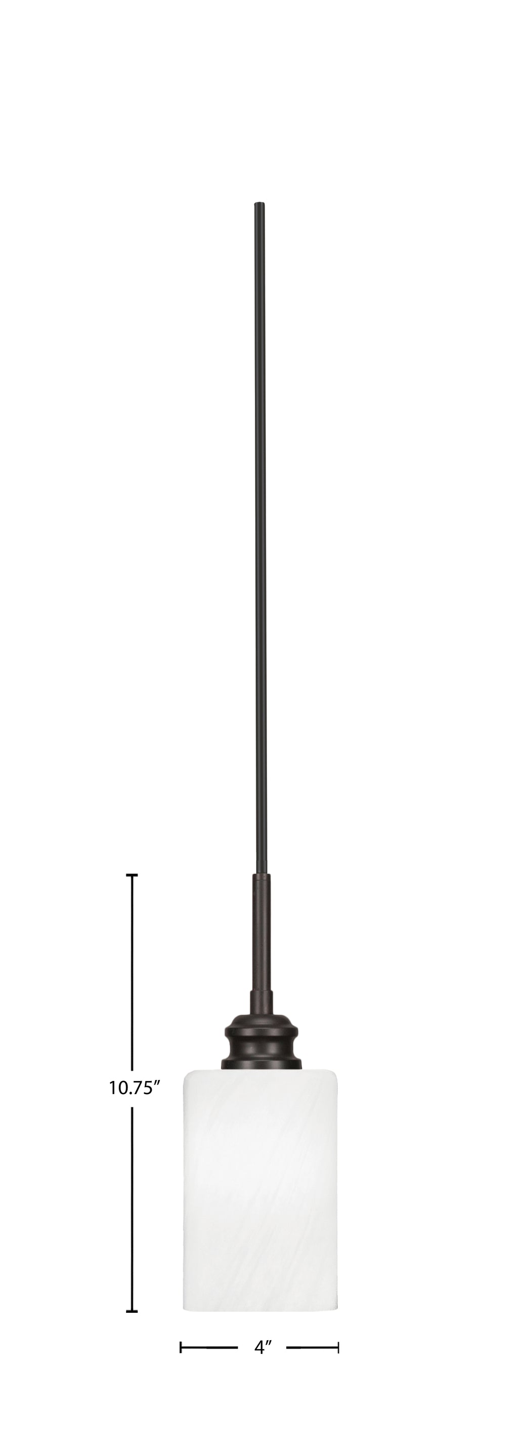 Edge One Light Mini Pendant in Espresso with 4" White Marble Shade