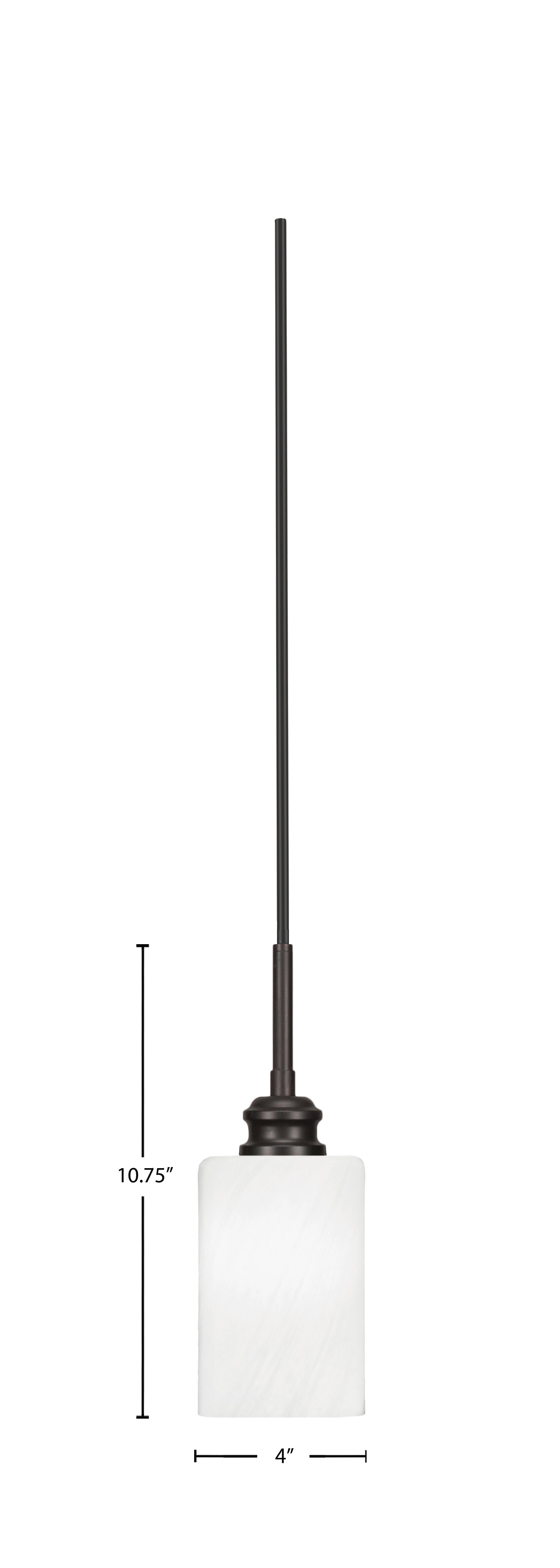 Edge One Light Mini Pendant in Espresso with 4" White Marble Shade