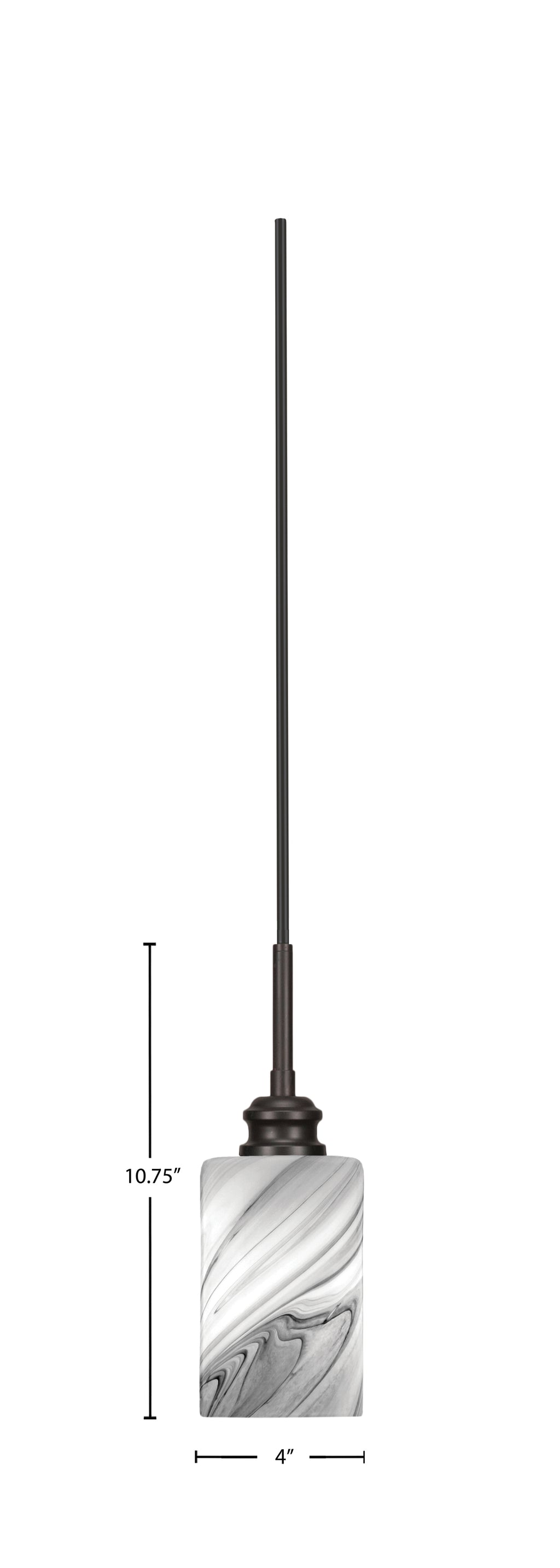 Edge One Light Mini Pendant in Espresso with 4" Onyx Swirl Shade