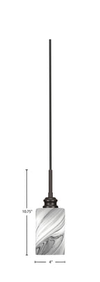 Edge One Light Mini Pendant in Espresso with 4" Onyx Swirl Shade
