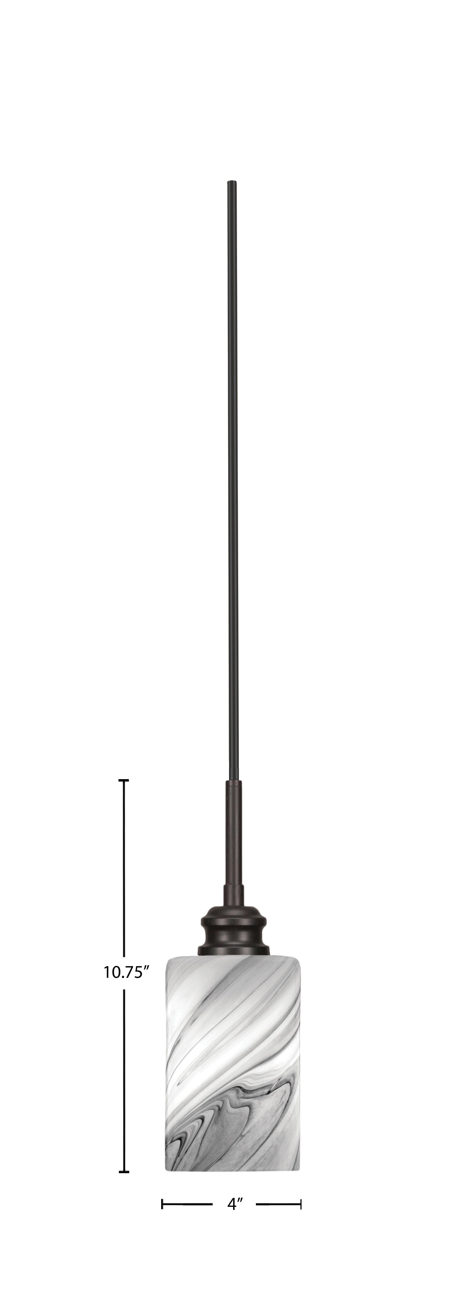 Edge One Light Mini Pendant in Espresso with 4" Onyx Swirl Shade