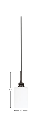Edge One Light Mini Pendant in Espresso with 4" White Muslin Shade