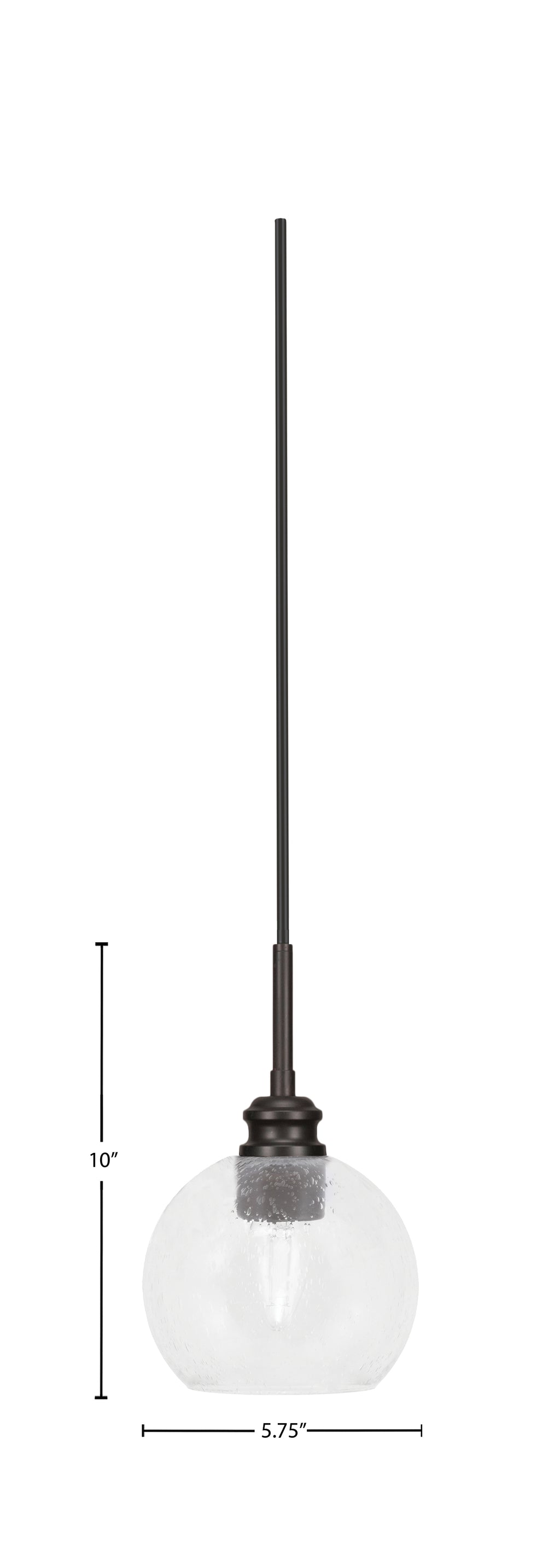 Edge One Light Mini Pendant in Espresso with 5.75" Clear Bubble Shade