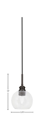 Edge One Light Mini Pendant in Espresso with 5.75" Clear Bubble Shade