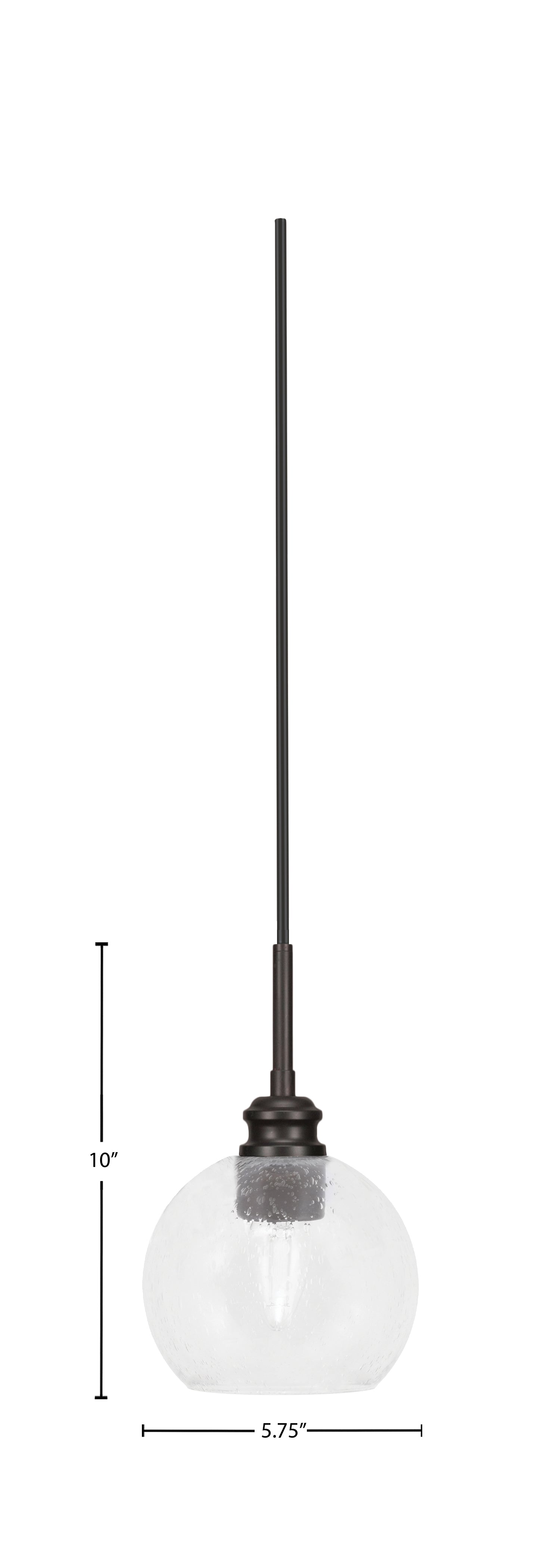 Edge One Light Mini Pendant in Espresso with 5.75" Clear Bubble Shade