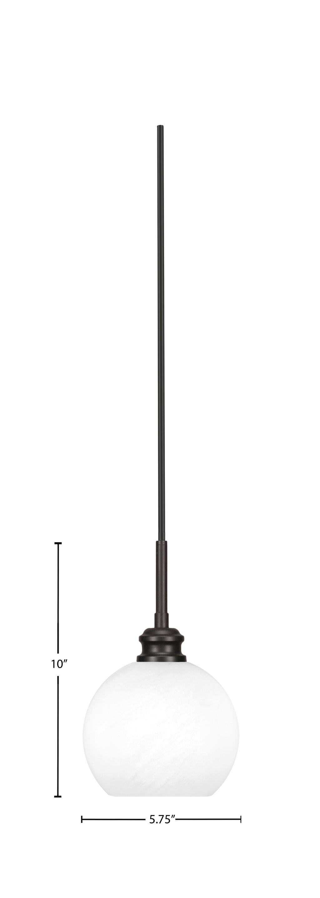 Edge One Light Mini Pendant in Espresso with 5.75" White Marble Shade