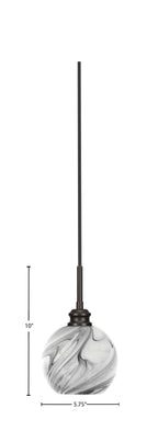 Edge One Light Mini Pendant in Espresso with 5.75" Onyx Swirl Shade