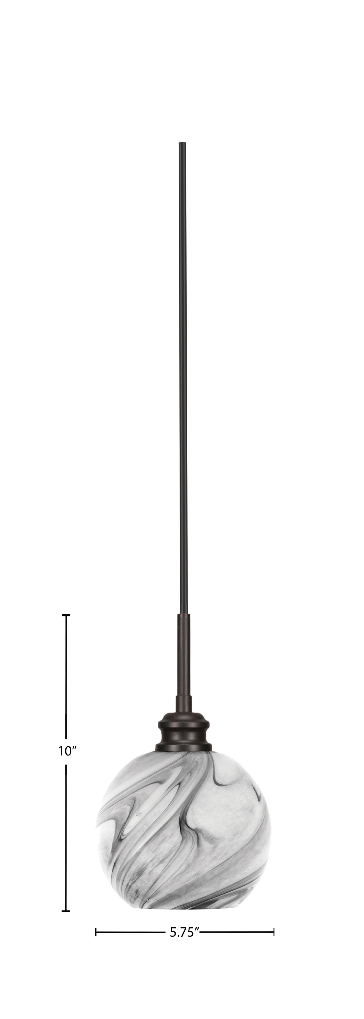 Edge One Light Mini Pendant in Espresso with 5.75" Onyx Swirl Shade