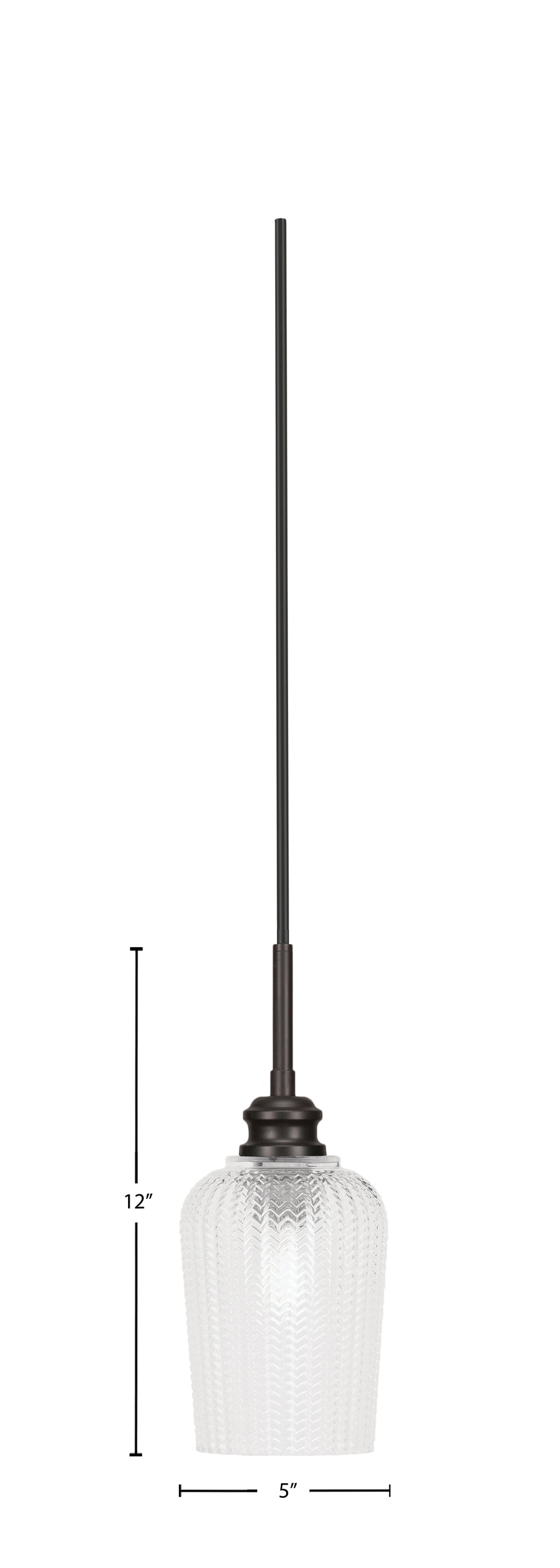 Edge One Light Mini Pendant in Espresso with 5" Clear Textured Shade