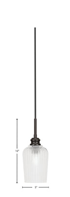 Edge One Light Mini Pendant in Espresso with 5" Clear Textured Shade