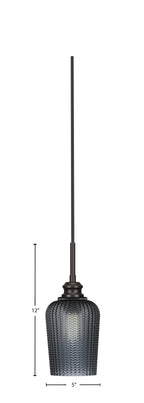 Edge One Light Mini Pendant in Espresso with 5" Smoke Textured Shade