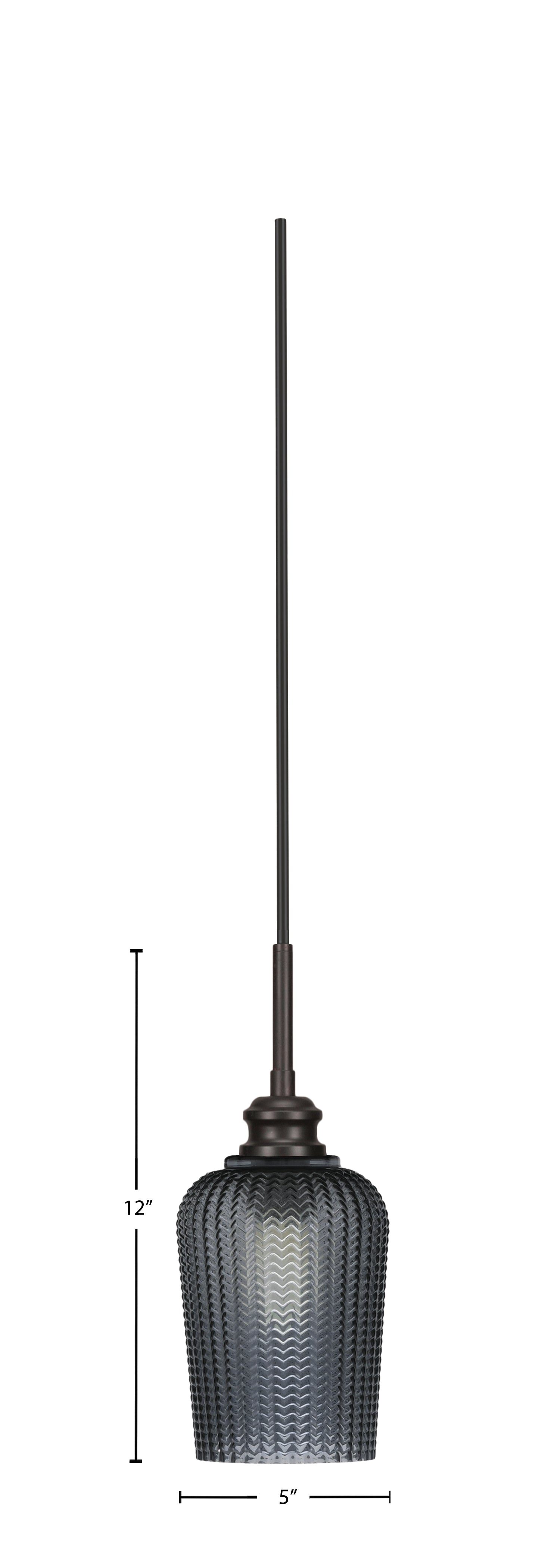 Edge One Light Mini Pendant in Espresso with 5" Smoke Textured Shade