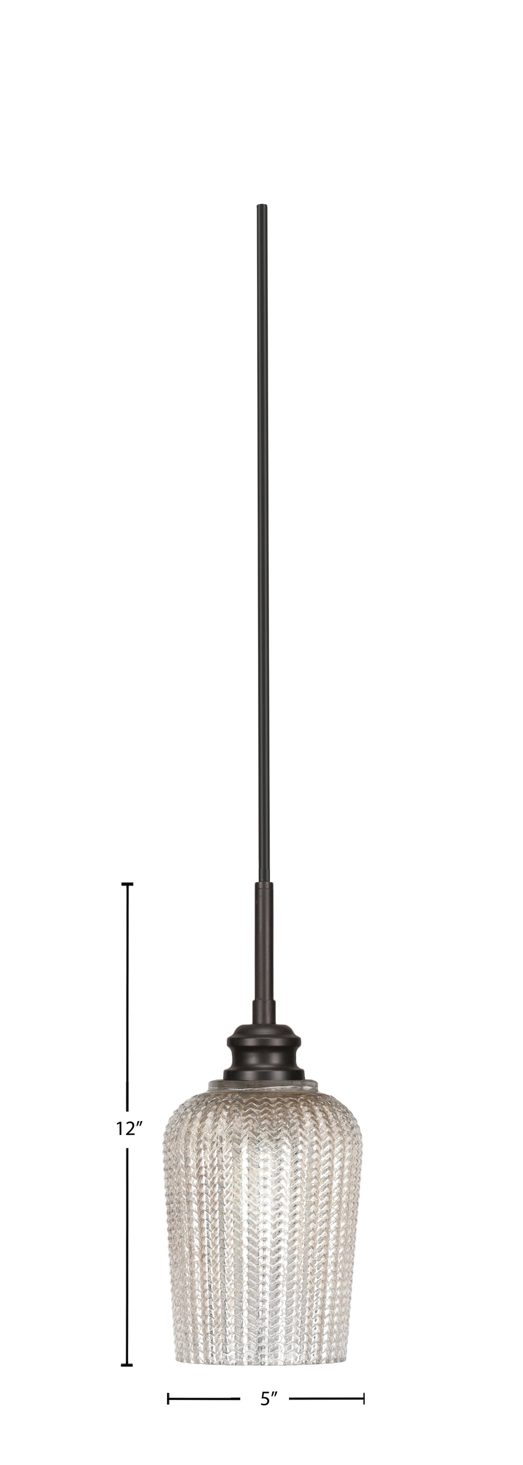 Edge One Light Mini Pendant in Espresso with 5" Silver Textured Shade