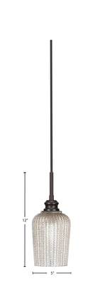 Edge One Light Mini Pendant in Espresso with 5" Silver Textured Shade