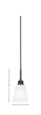 Edge One Light Mini Pendant in Espresso with 4.5" Square White Muslin Shade