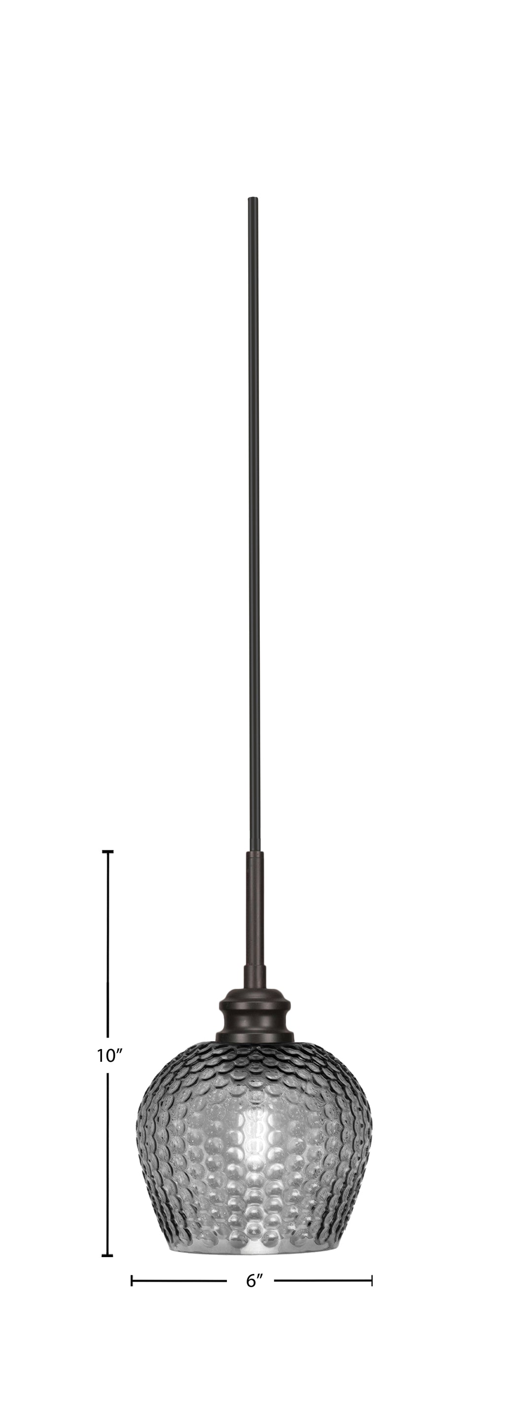Edge One Light Mini Pendant in Espresso with 6" Smoke Textured Shade