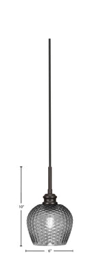 Edge One Light Mini Pendant in Espresso with 6" Smoke Textured Shade