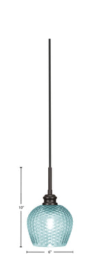 Edge One Light Mini Pendant in Espresso with 6" Turquoise Textured Shade