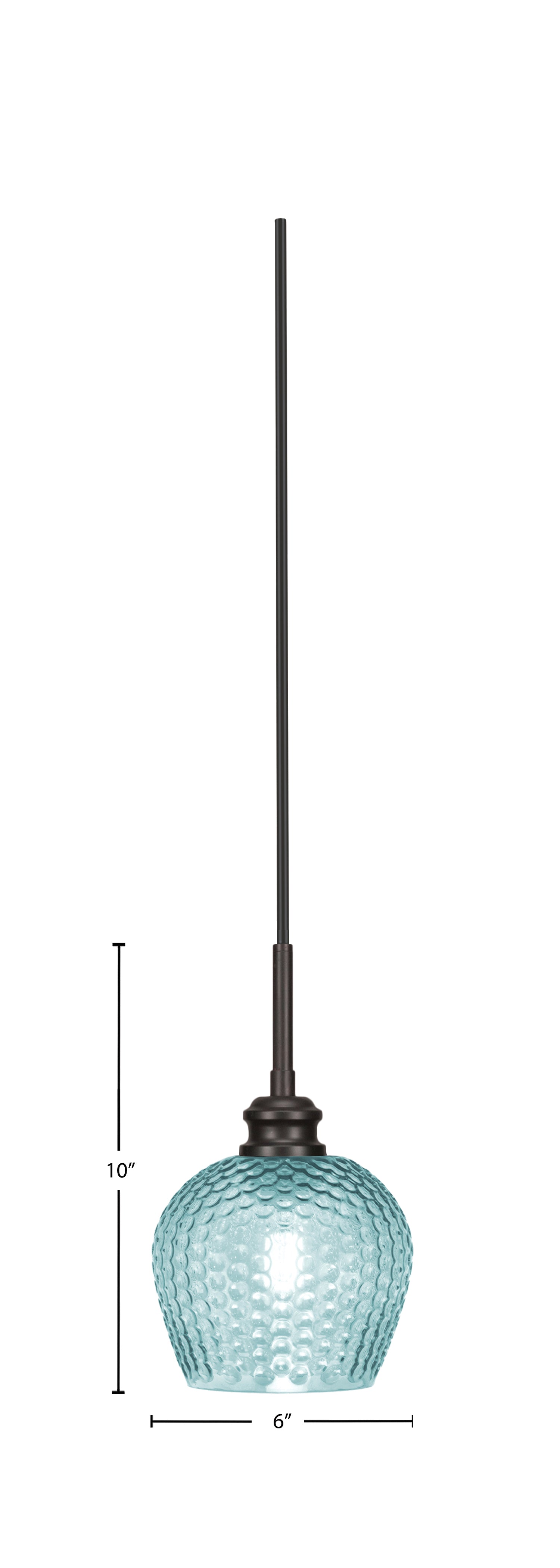 Edge One Light Mini Pendant in Espresso with 6" Turquoise Textured Shade