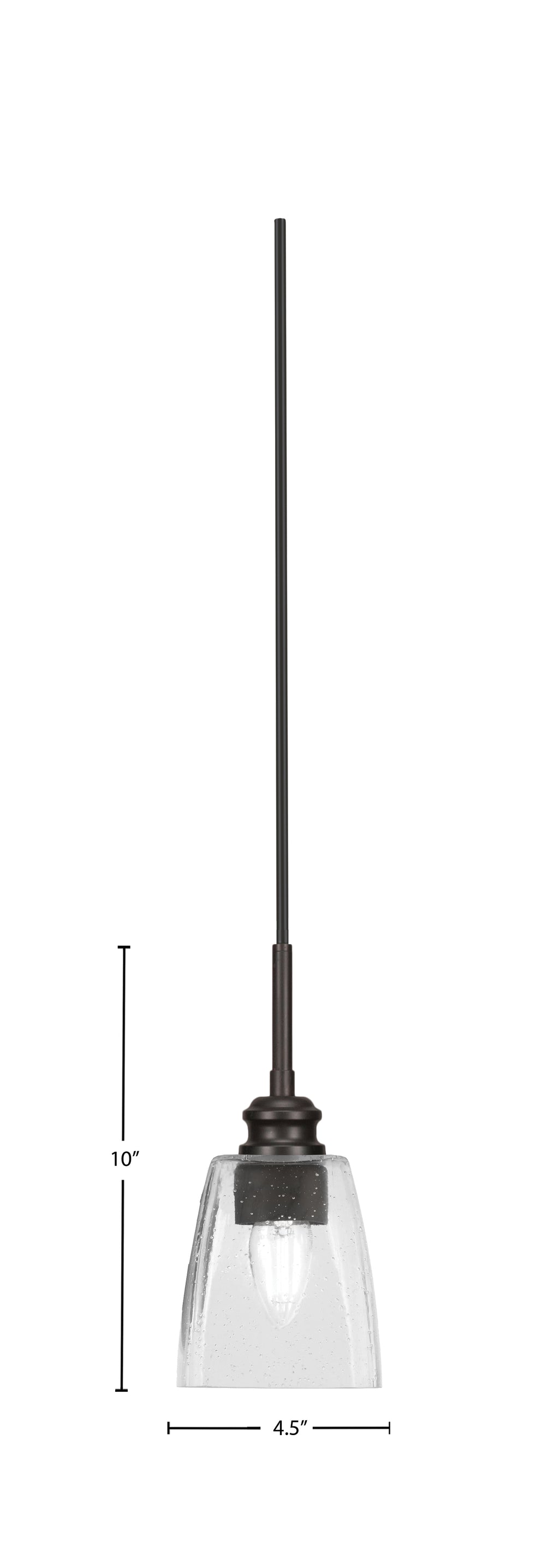 Edge One Light Mini Pendant in Espresso with 4.5" Square Clear Bubble Shade