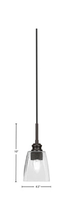 Edge One Light Mini Pendant in Espresso with 4.5" Square Clear Bubble Shade
