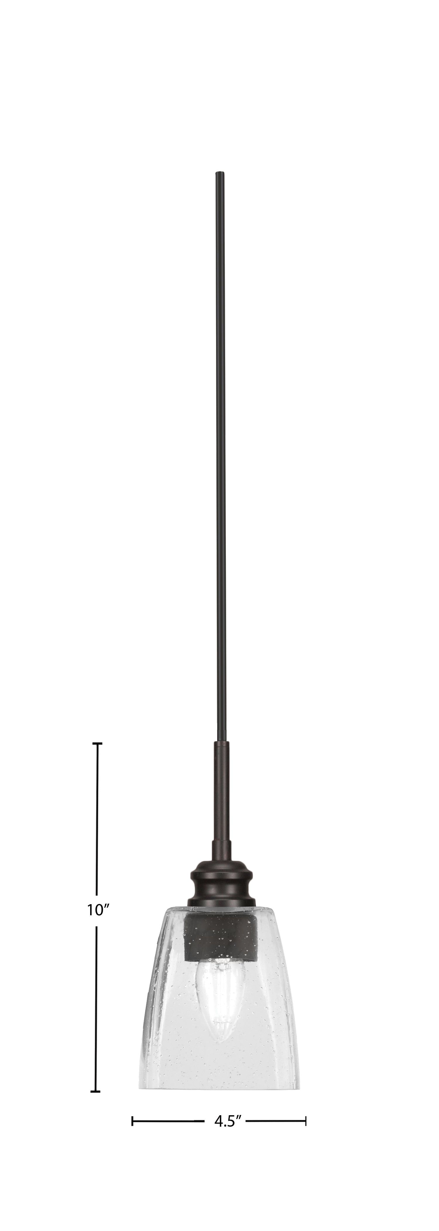 Edge One Light Mini Pendant in Espresso with 4.5" Square Clear Bubble Shade