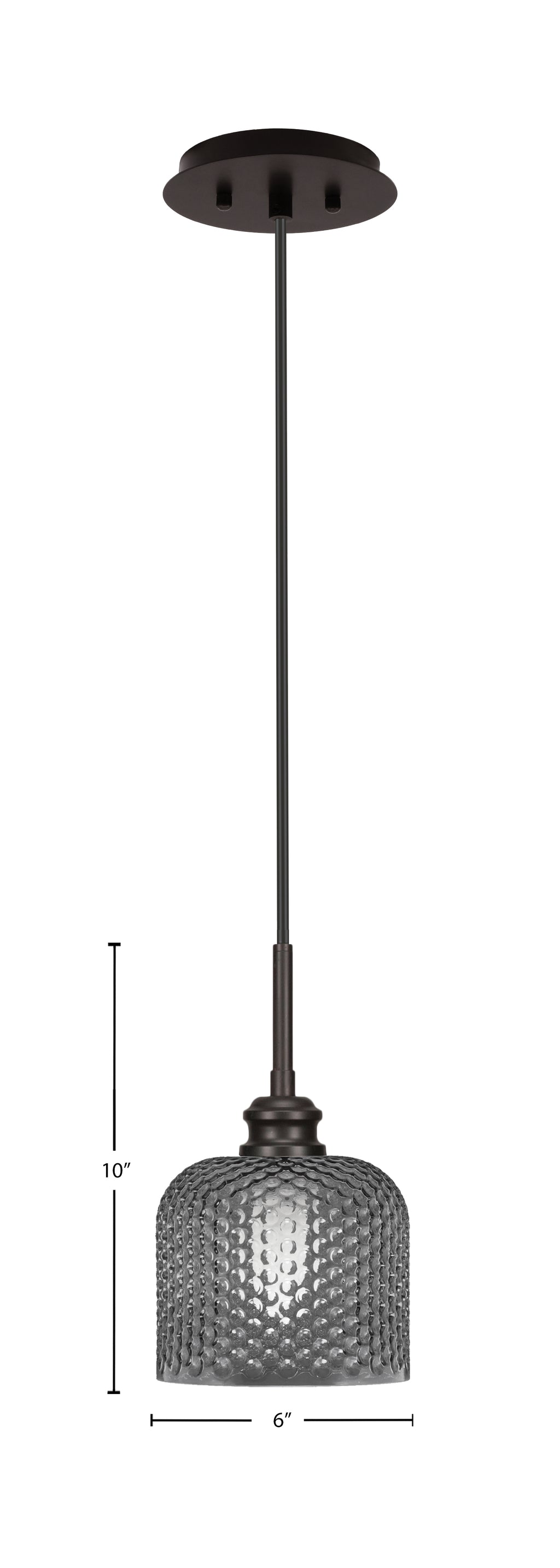 Edge One Light Mini Pendant in Espresso with 6" Smoke Textured Shade