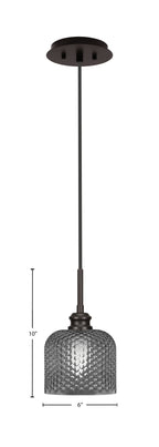 Edge One Light Mini Pendant in Espresso with 6" Smoke Textured Shade