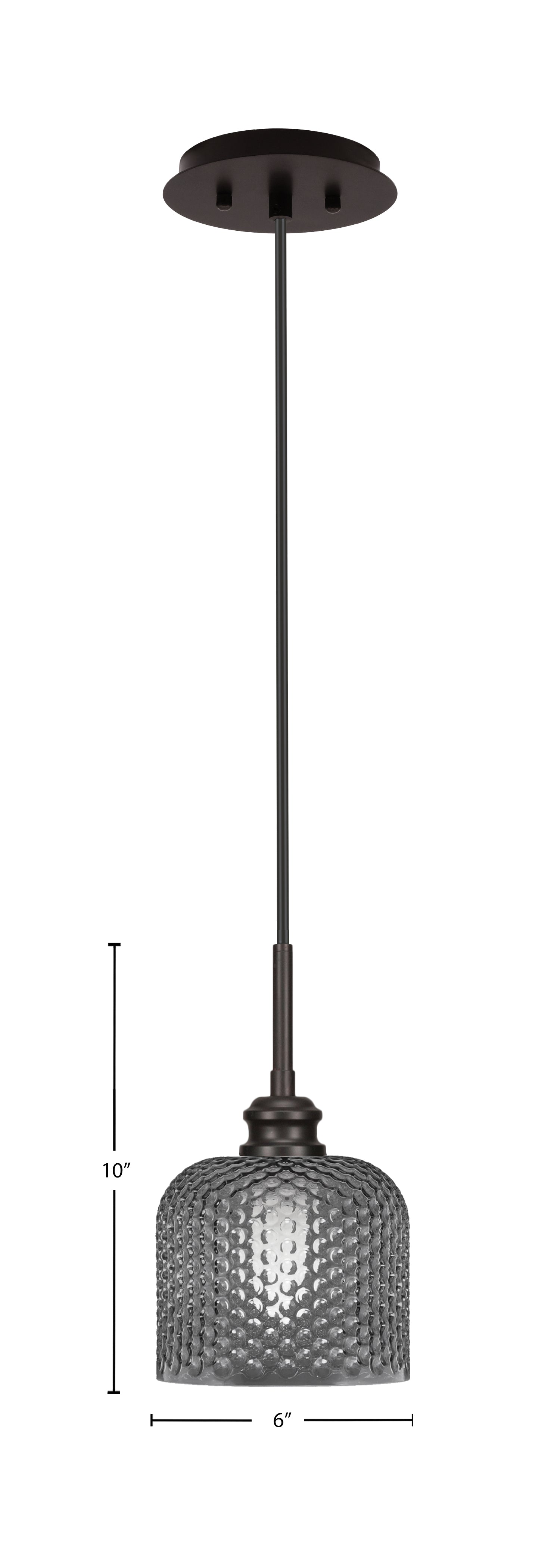 Edge One Light Mini Pendant in Espresso with 6" Smoke Textured Shade