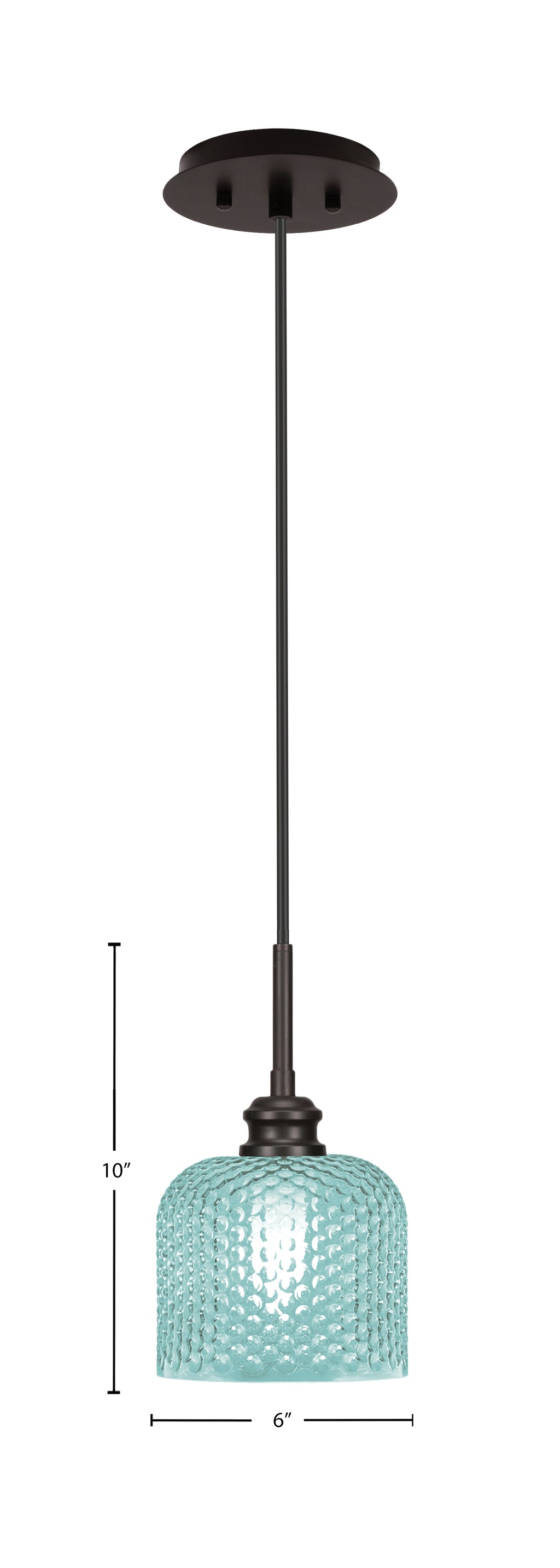 Edge One Light Mini Pendant in Espresso with 6" Turquoise Textured Shade