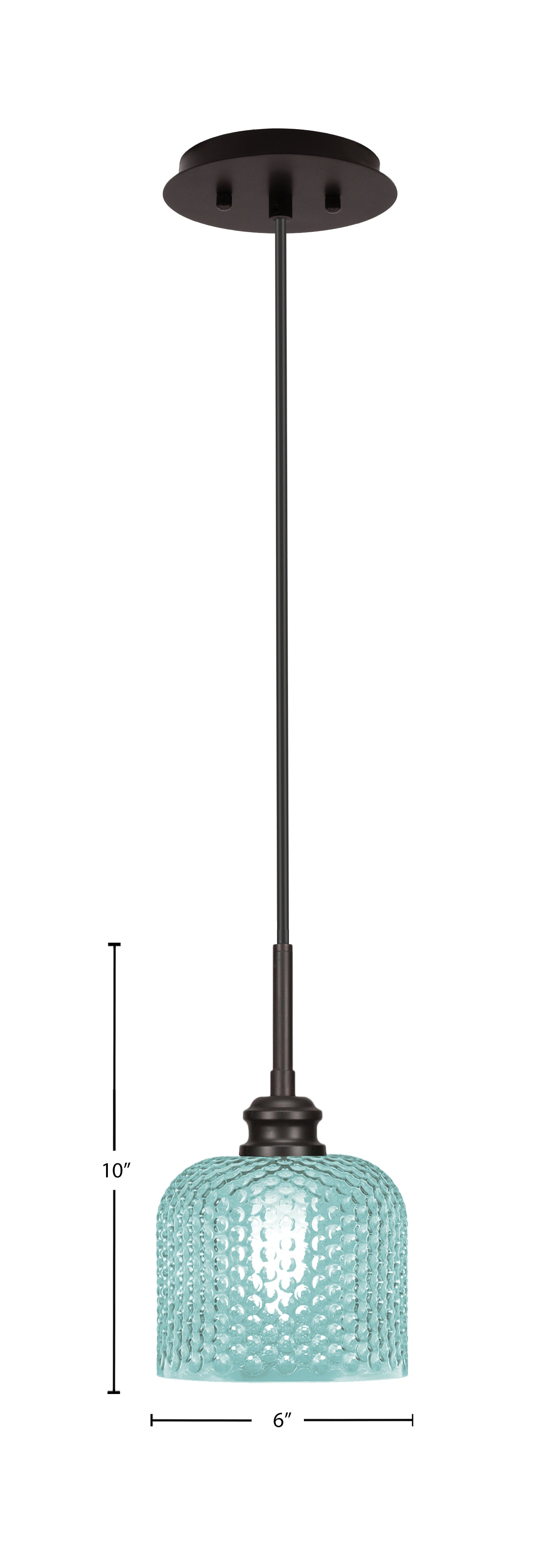 Edge One Light Mini Pendant in Espresso with 6" Turquoise Textured Shade
