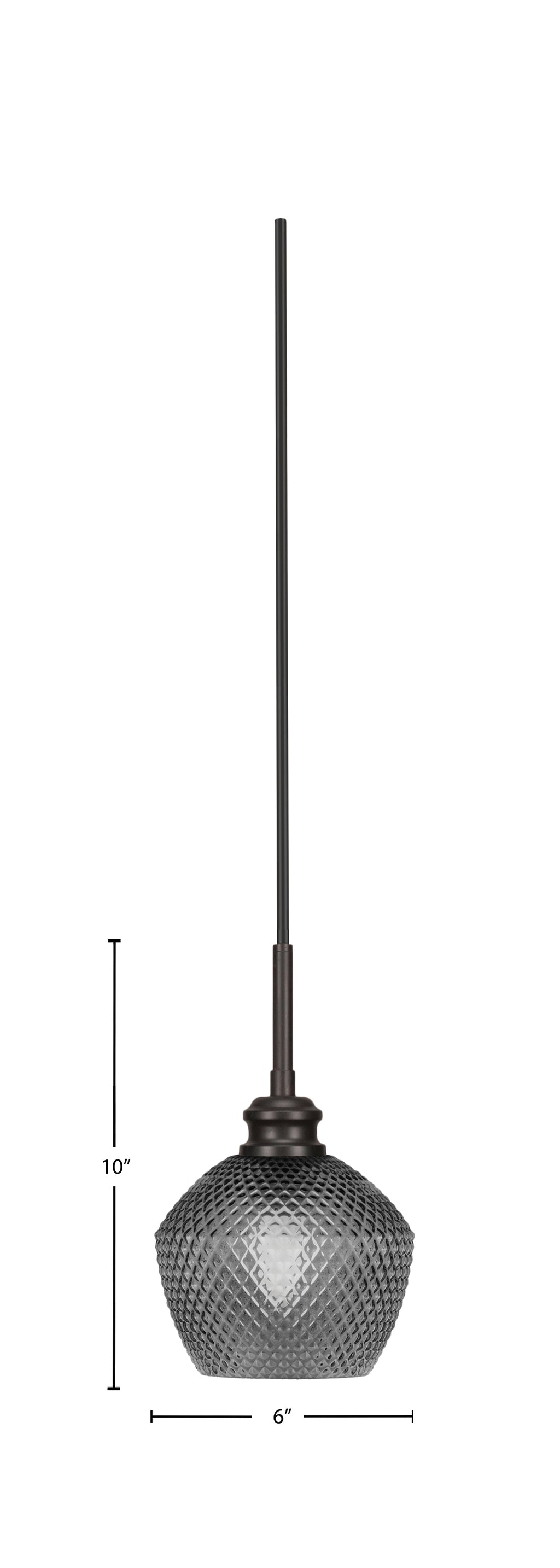 Edge One Light Mini Pendant in Espresso with 6" Smoke Textured Shade