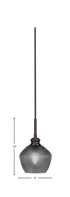 Edge One Light Mini Pendant in Espresso with 6" Smoke Textured Shade