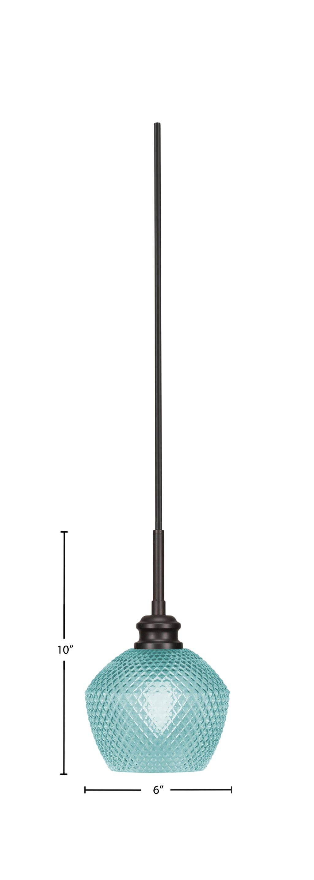 Edge One Light Mini Pendant in Espresso with 6" Turquoise Textured Shade