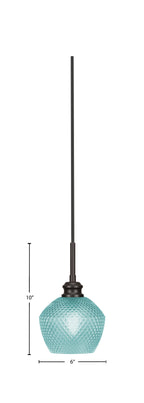 Edge One Light Mini Pendant in Espresso with 6" Turquoise Textured Shade