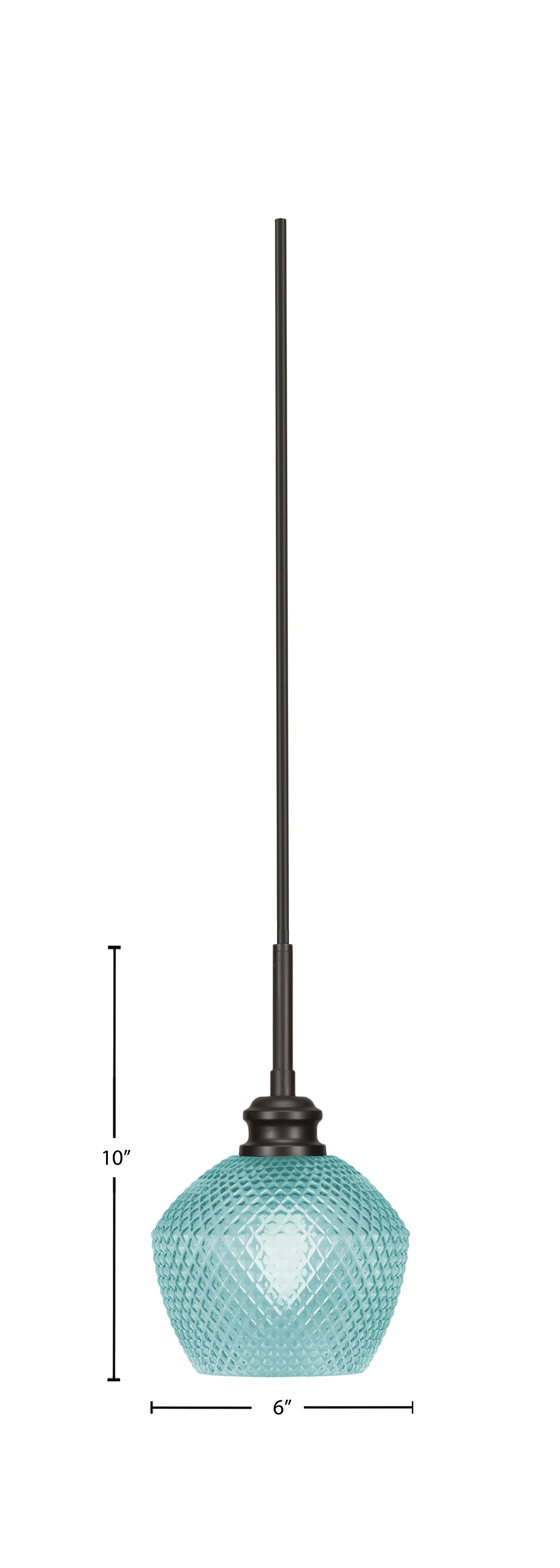 Edge One Light Mini Pendant in Espresso with 6" Turquoise Textured Shade