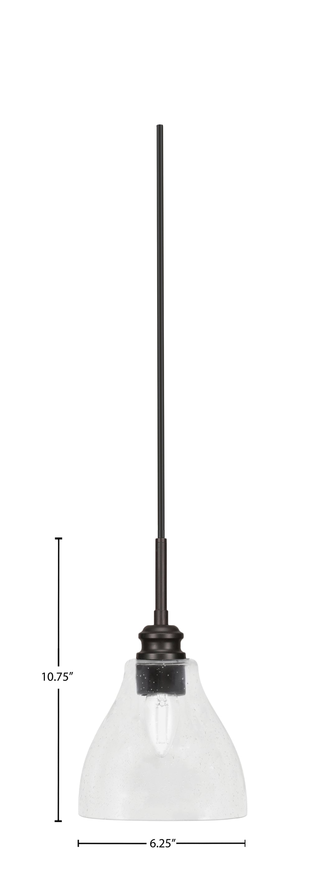 Edge One Light Mini Pendant in Espresso with 6.25" Clear Bubble Shade