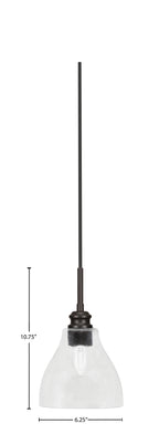 Edge One Light Mini Pendant in Espresso with 6.25" Clear Bubble Shade