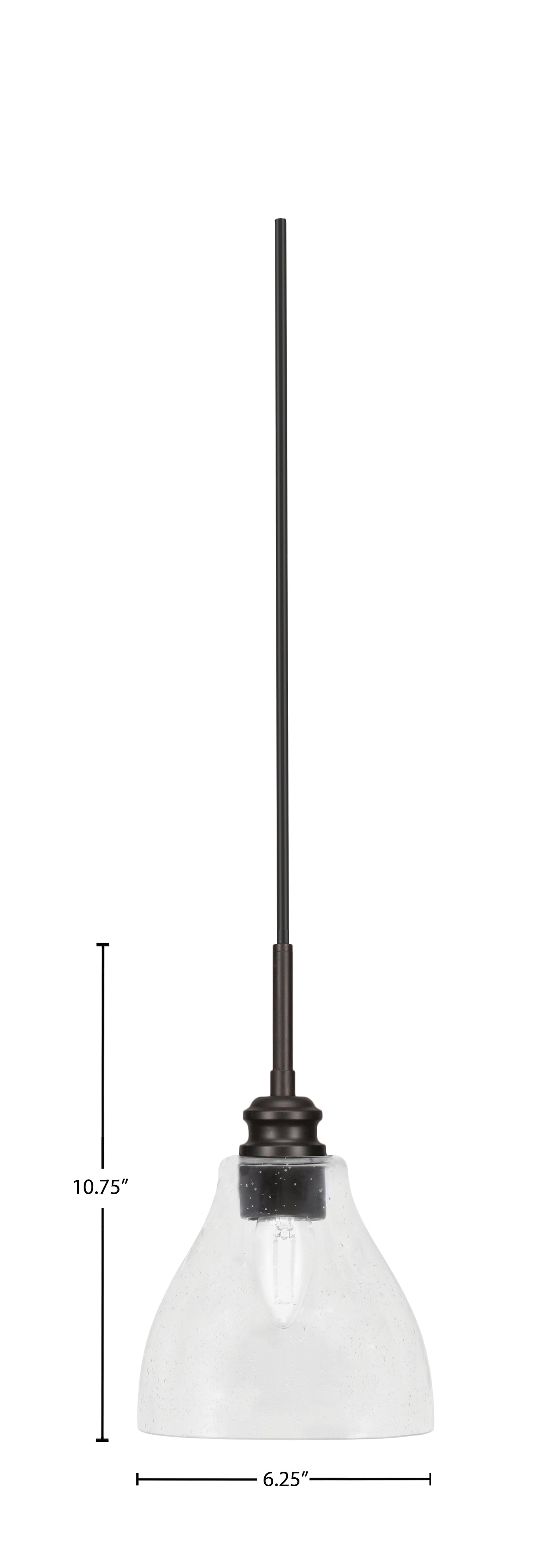 Edge One Light Mini Pendant in Espresso with 6.25" Clear Bubble Shade