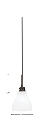 Edge One Light Mini Pendant in Espresso with 6.25" White Marble Shade